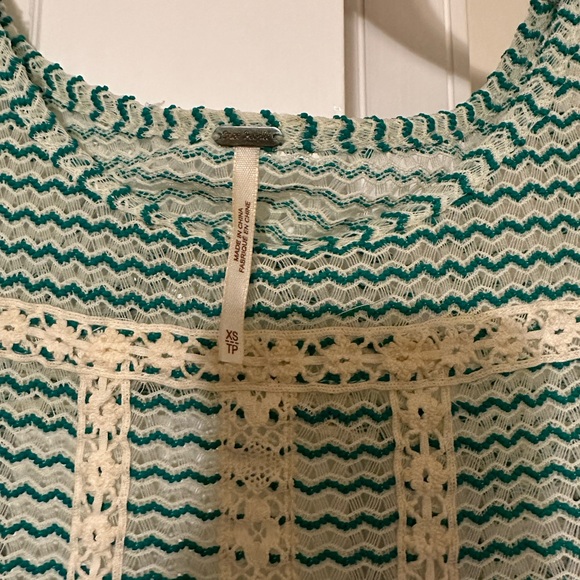 Free People Mint + Lace Tank Top Ruffle Shirt - Picture 2 of 4